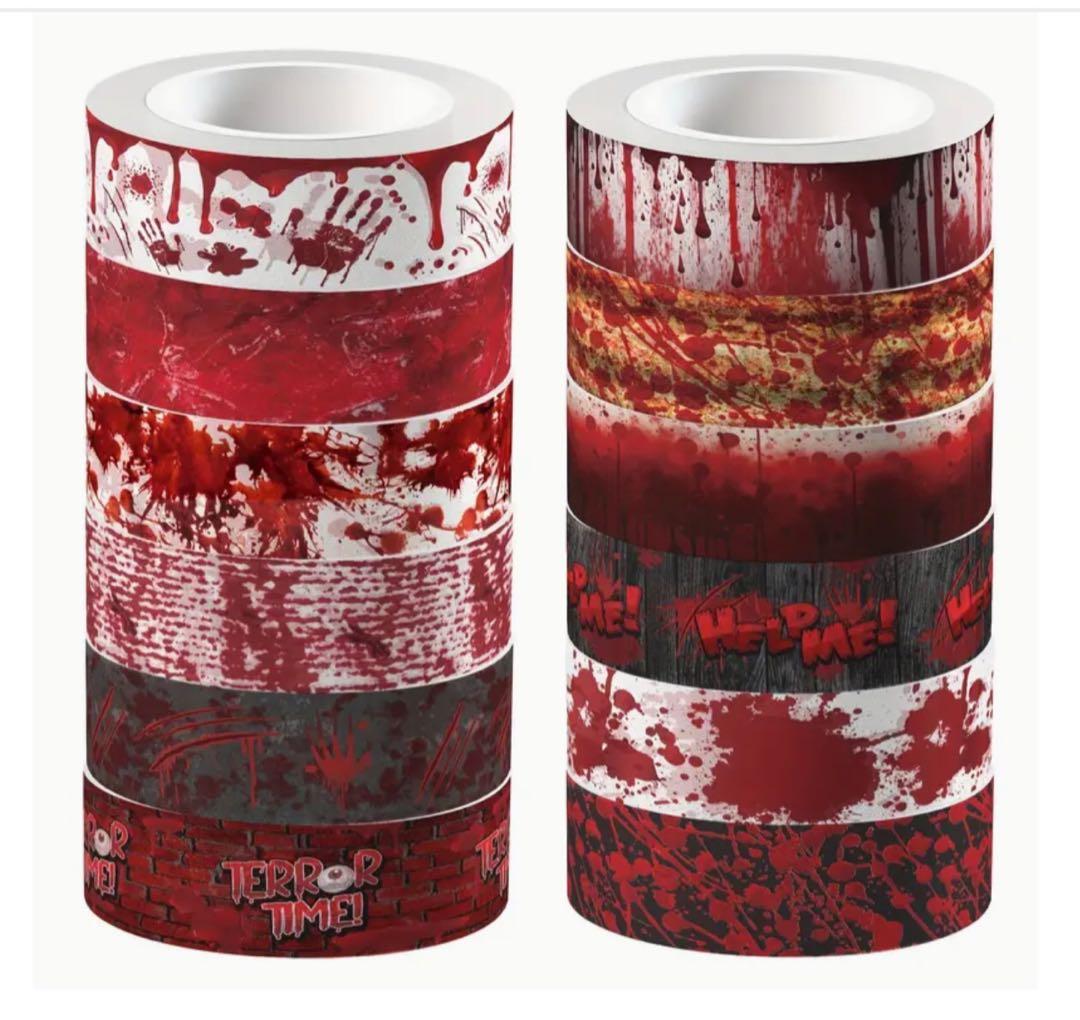 海外紙物マステ ホラー スプラッシュ ブラッド 血 滴り マスキング