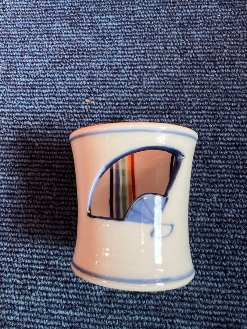 1429 橋本龍岳扇面色絵末広透し蓋置 共箱 茶道具未使用