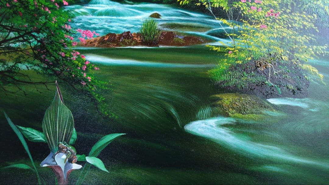 人見友紀 伝説の逃亡画家 油彩画 油絵 奥入瀬 風景画 人見友紀 - メルカリ