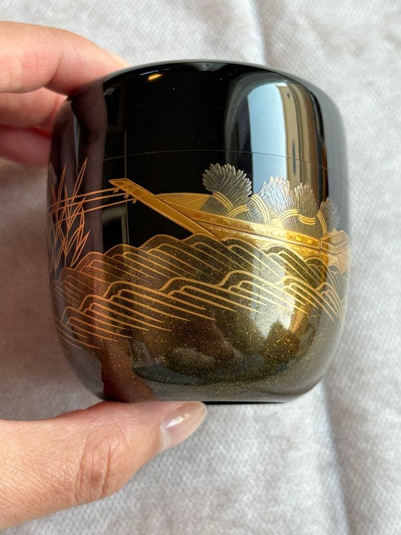 茶道具 茶入 蒔絵師 大端 稔 鶴 輪島塗 棗 灰匙 風