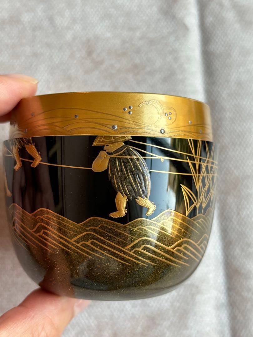 茶道具 茶入 蒔絵師 大端 稔 鶴 輪島塗 棗 灰匙 風