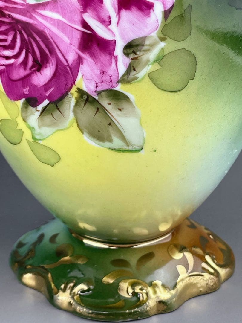 オールドノリタケ 22.1㎝ 薔薇文花瓶 金彩 バラ図 ばら 金彩 花器 花瓶