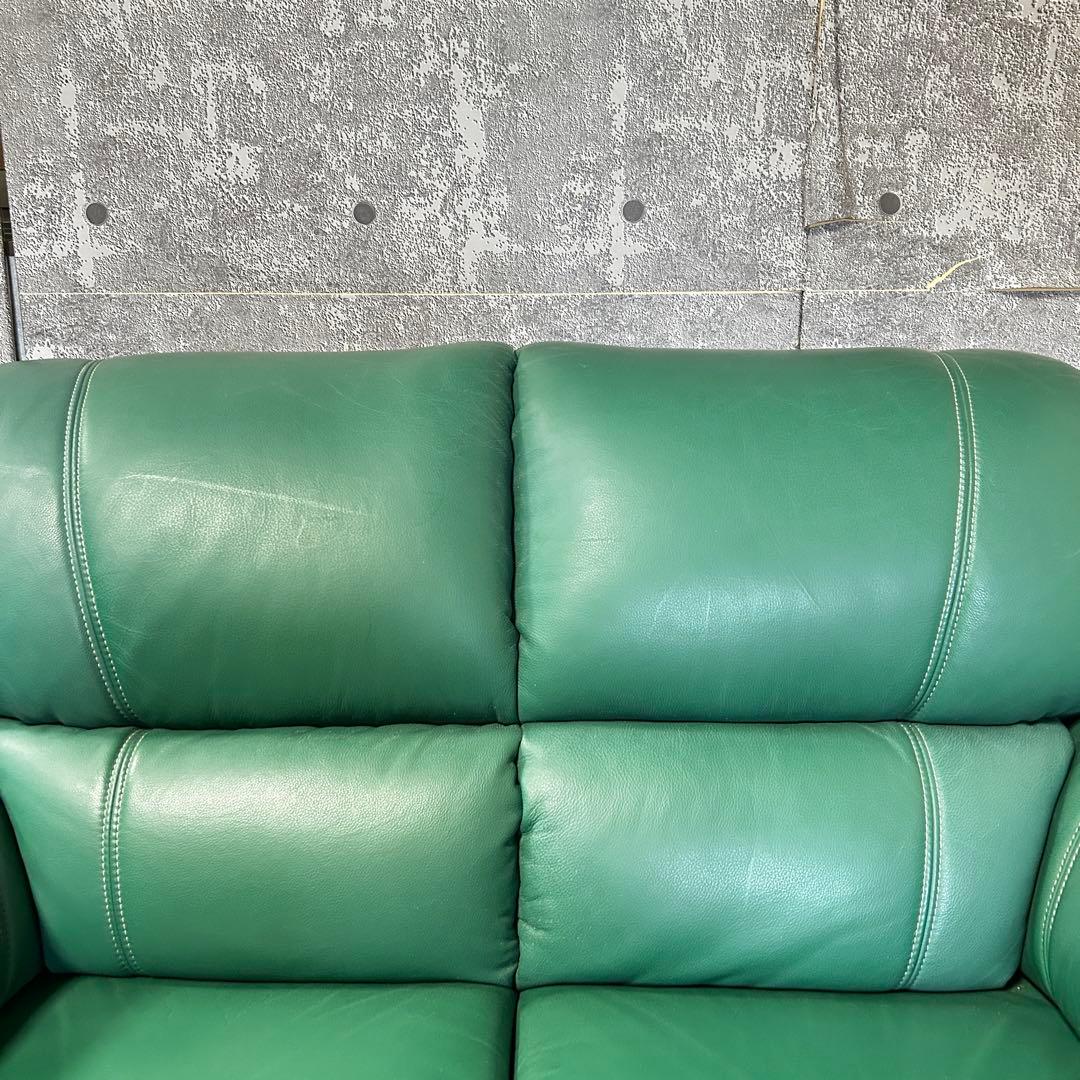 ▼꧁革素材꧂2人掛けアームソファ グリーン レザー 合成皮革 リビング
