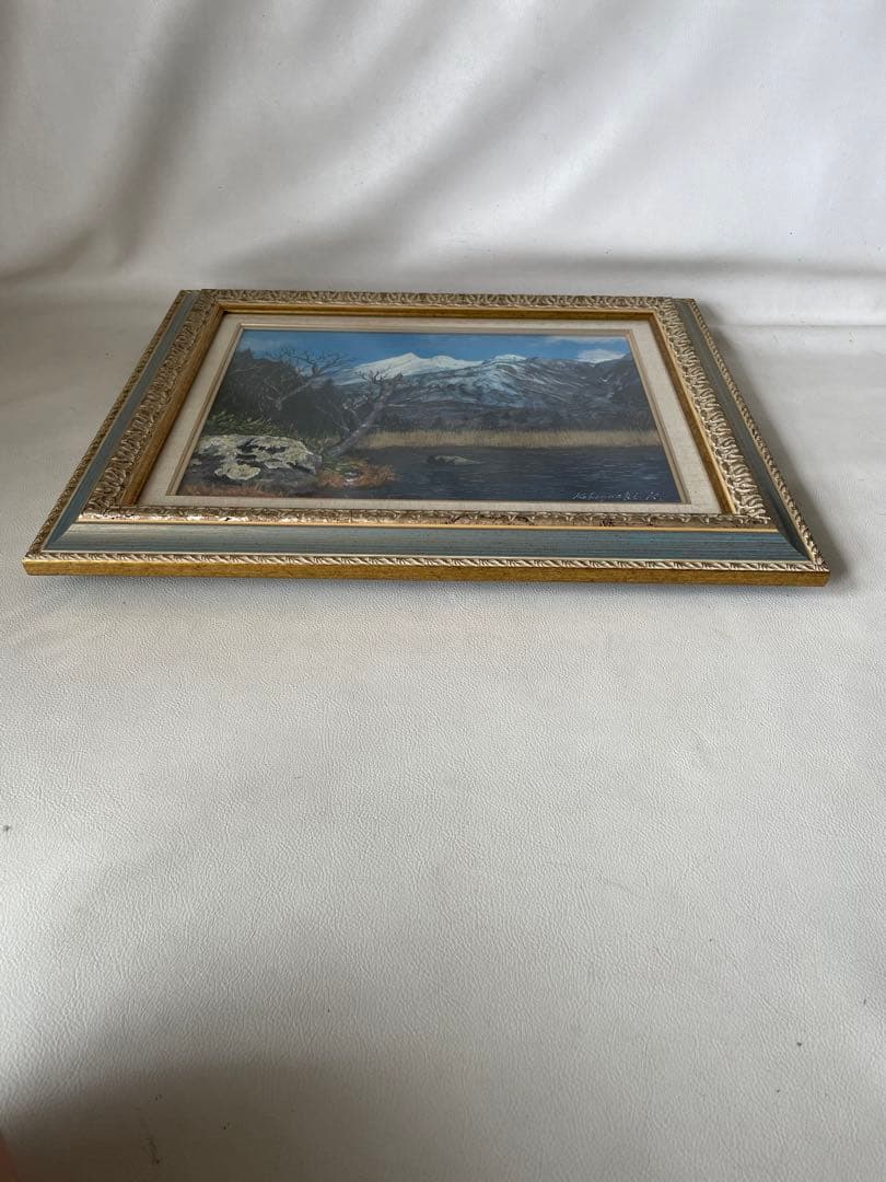 北海道網走市の洋画家 小林清光 油絵 真作肉筆画 『知床硫黄山五湖から』F6号