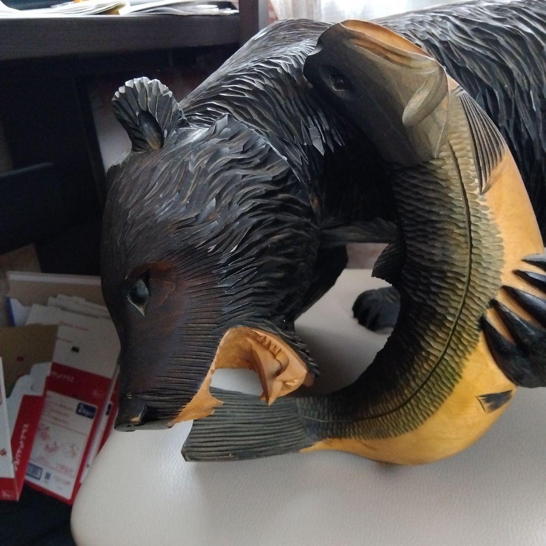 木彫りの熊 昭和レトロ 古民具 アンティーク 40年前 田中知治作