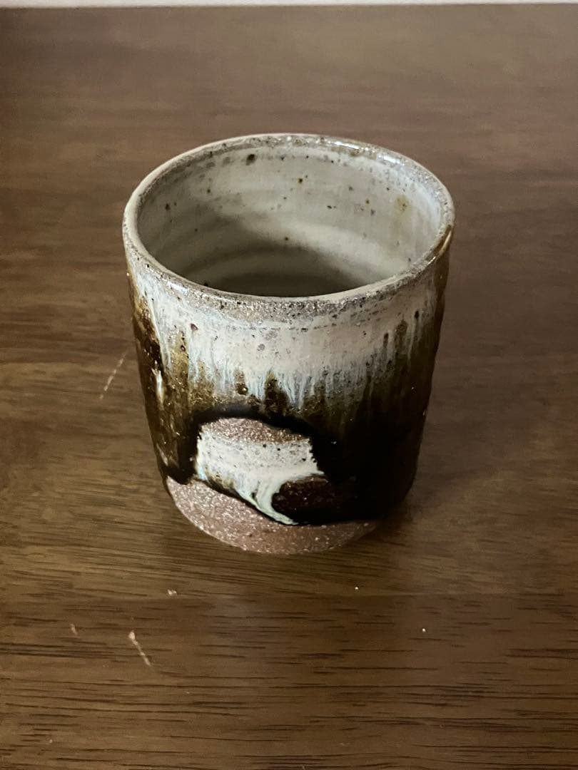 吉野敬子作　朝鮮唐津湯呑　2脚セット　遺作　径7cm 高さ8.5cm