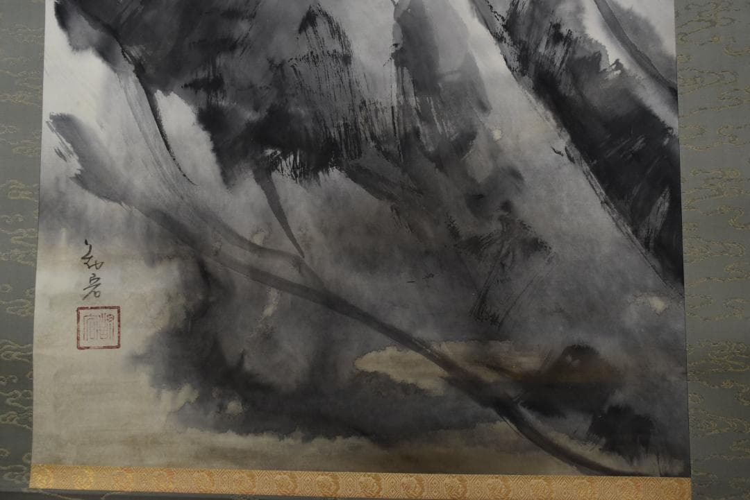 作者不詳/山岳図/春山晴日/掛軸☆宝船☆Z-691