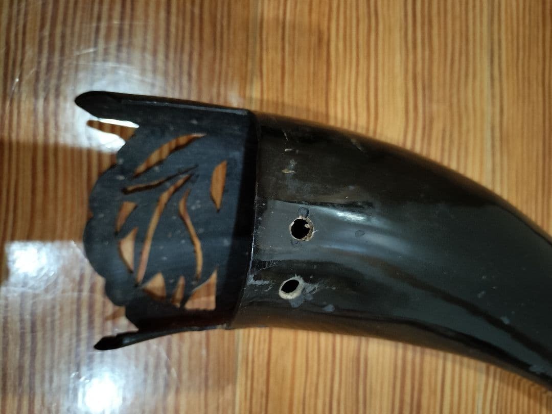 黒い水牛の角 彫刻装飾 オブジェ