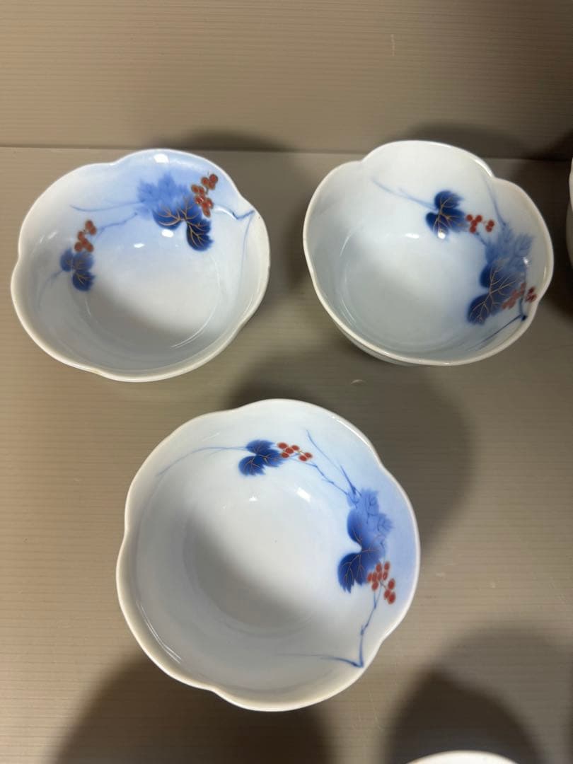 2207 有田焼 芳祥堂特製 葡萄瑠璃 中鉢5客 小鉢5客