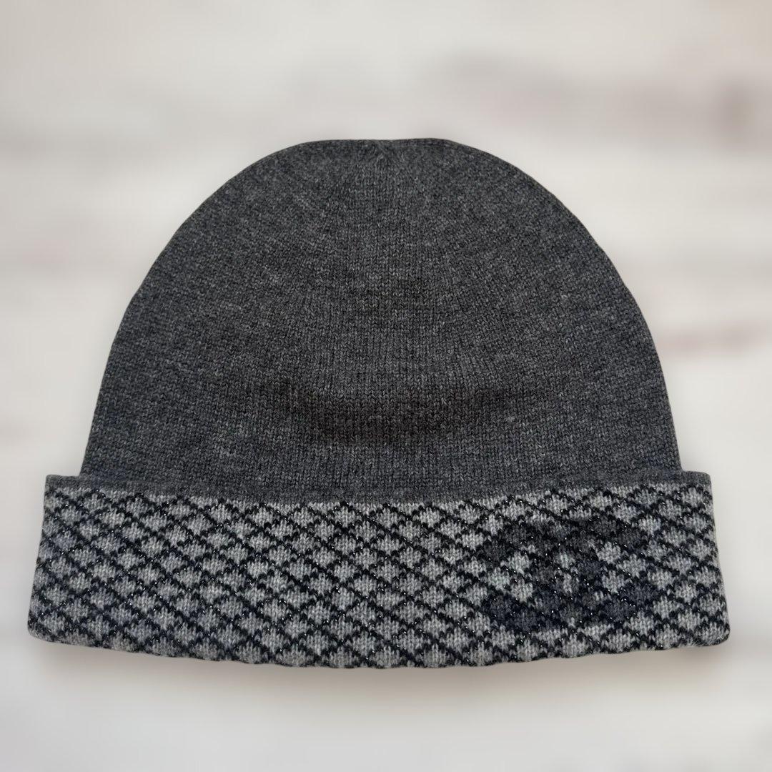 極美品 シャネル ロゴ グレー カシミヤ ニット帽 - メルカリ