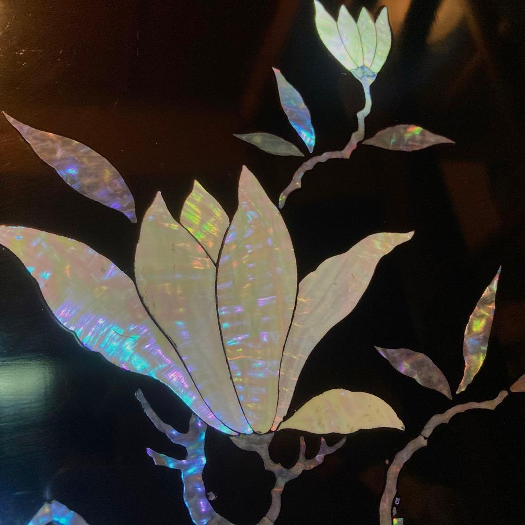 脇取盆 螺鈿象嵌 漆器　長盆 工芸品