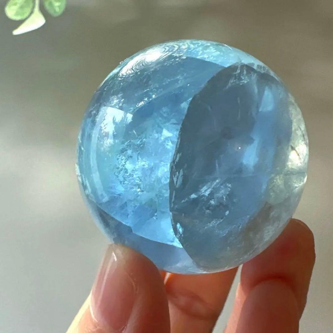 ブルーフローライト スフィア 4.2㎝ スカイブルー レア 虹 フローライト