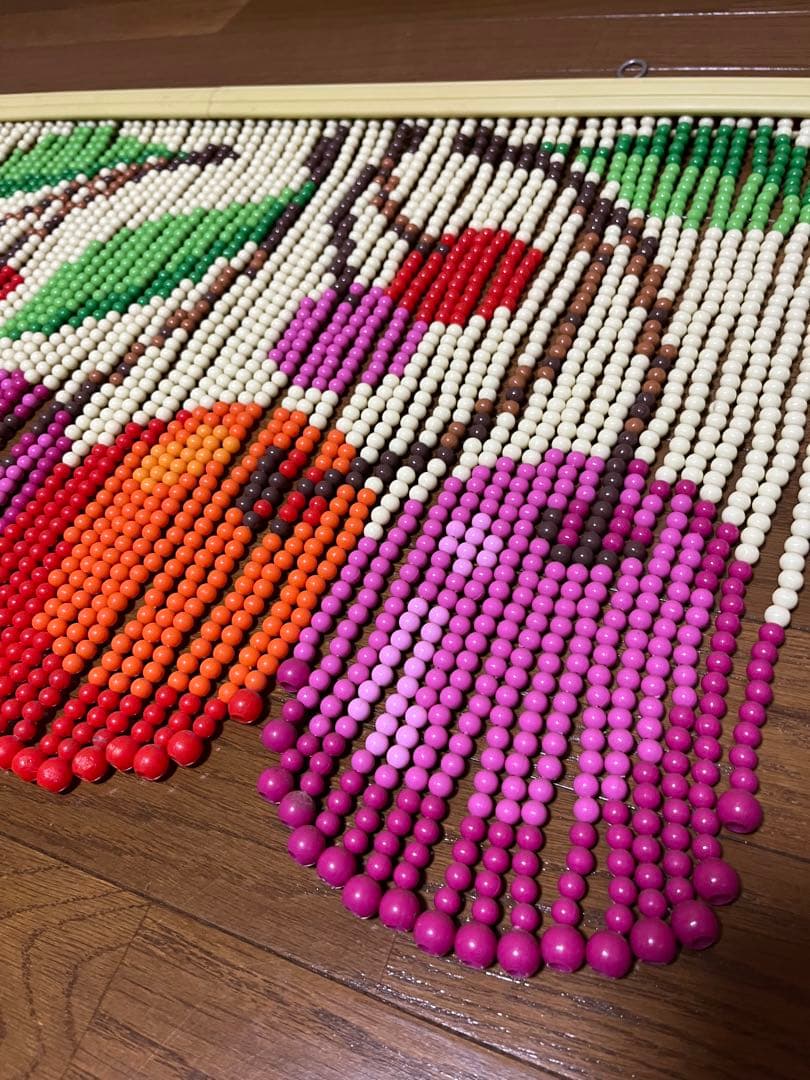 a221/希少☆昭和レトロ かわいい さくらんぼデザイン ビーズ 玉のれん