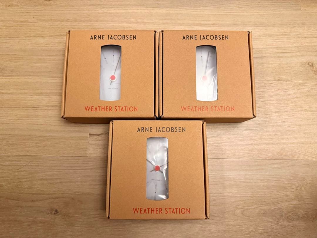 アルネ・ヤコブセン バンカーズ 12cm 壁掛け 時計 温度計 湿度計 3点