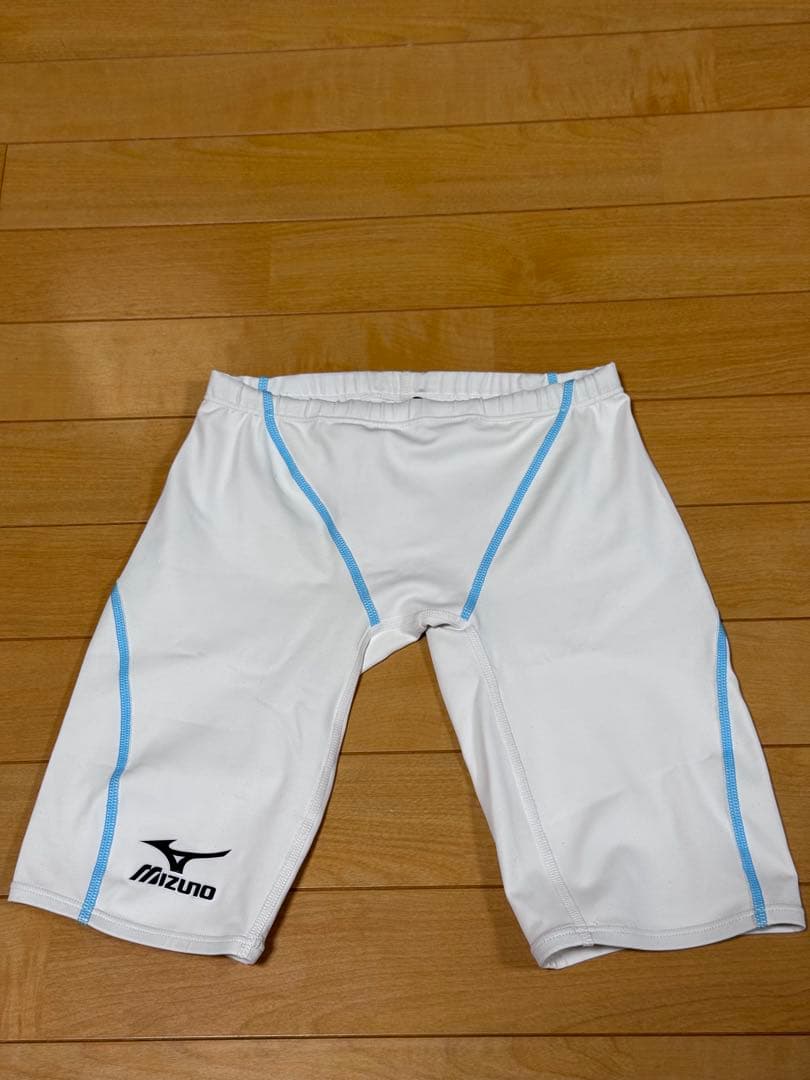 一回使用】ミズノ fina付き 白水着 Mサイズ ハーフスパッツ