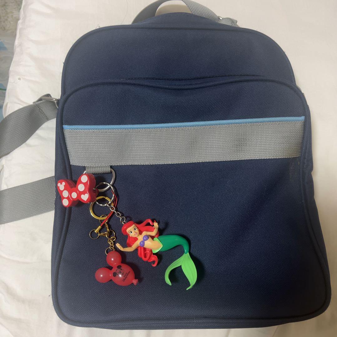 スクバ スクールバック スクールバッグ 肩がけ 水色 キーホルダー付き