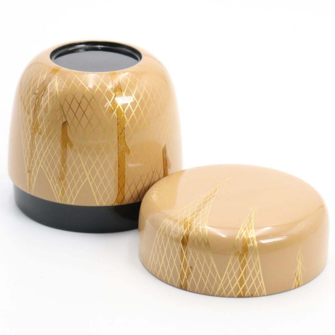 茶道具 而妙斎好 唐松蒔絵 一閑 大棗 一峰作 共箱 美品(A947) ウ225 棗