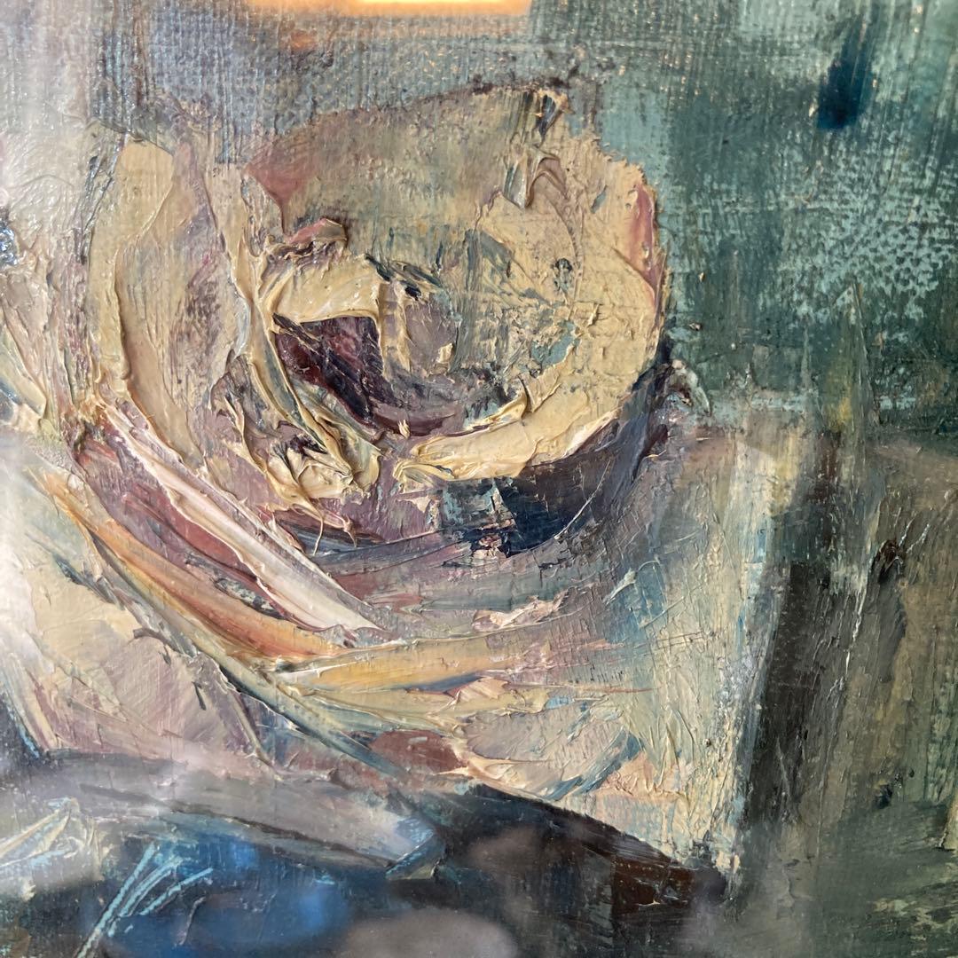 T.kuroda バラの油彩画　アンティーク　黒田保