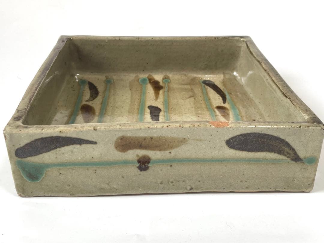 陶芸家作者不明濱田庄司？民芸民藝描文様角皿角鉢四角皿