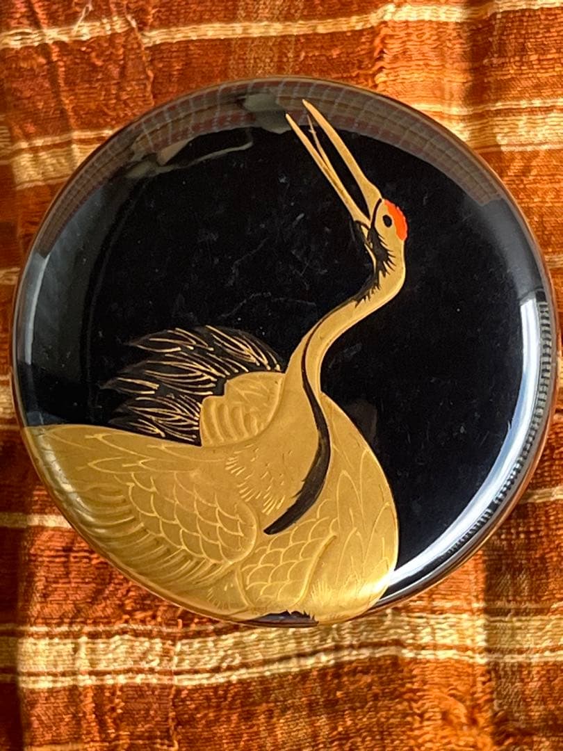 双鶴蒔絵 高さ6.8㎝ 共箱