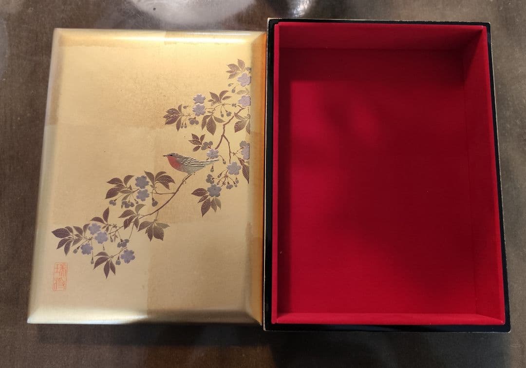 金沢金銀箔工芸 HAKUICHI 花見鳥 文箱　合口文庫