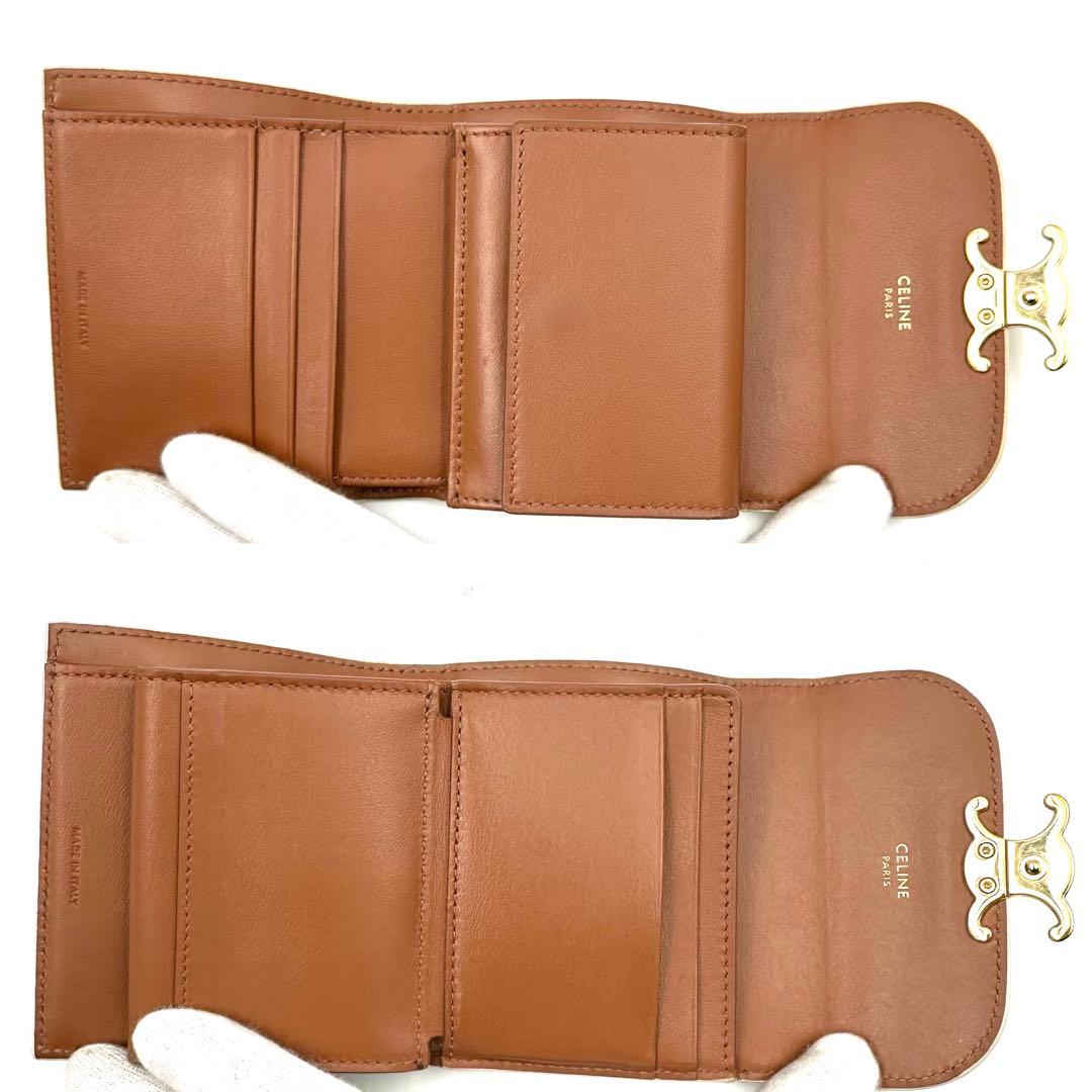 《極美品》現行CELINE トリオンフ レザー スモールウォレット 三つ折り財布