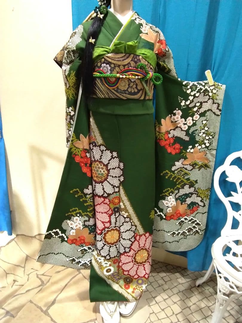 お値下】振袖フルセット、正絹成人式、重ね衿、帯揚げ帯締め、西陣袋帯