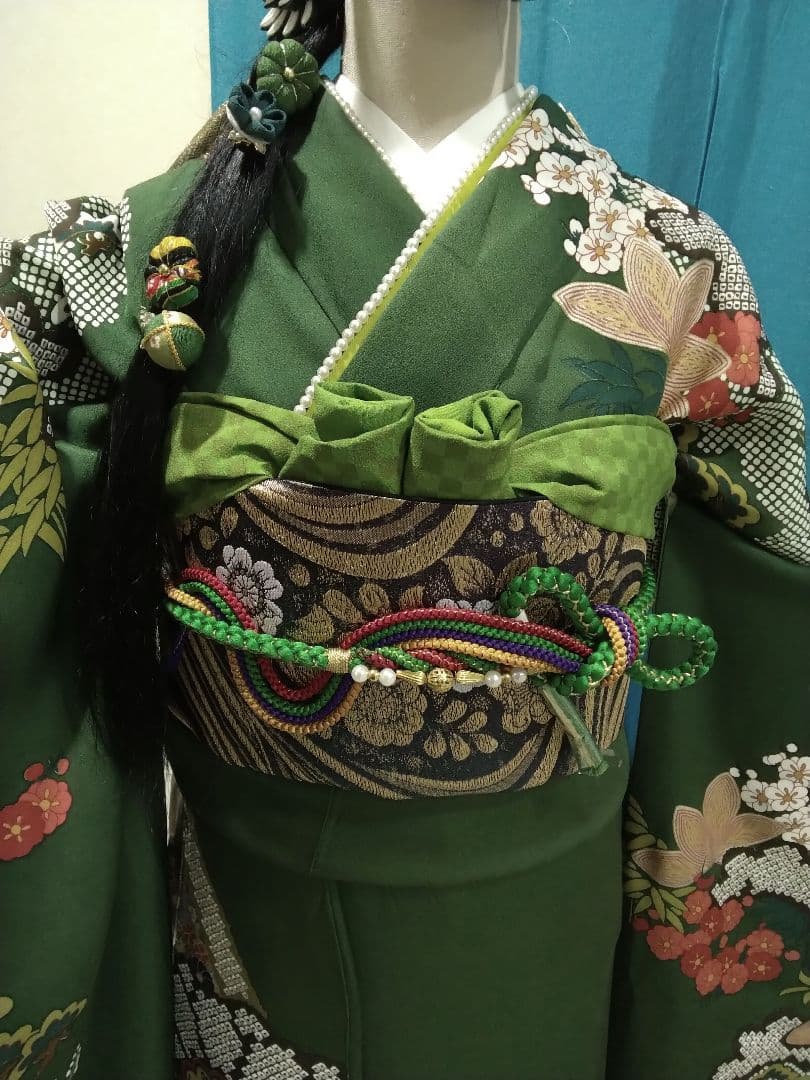 お値下】振袖フルセット、正絹成人式、重ね衿、帯揚げ帯締め、西陣袋帯