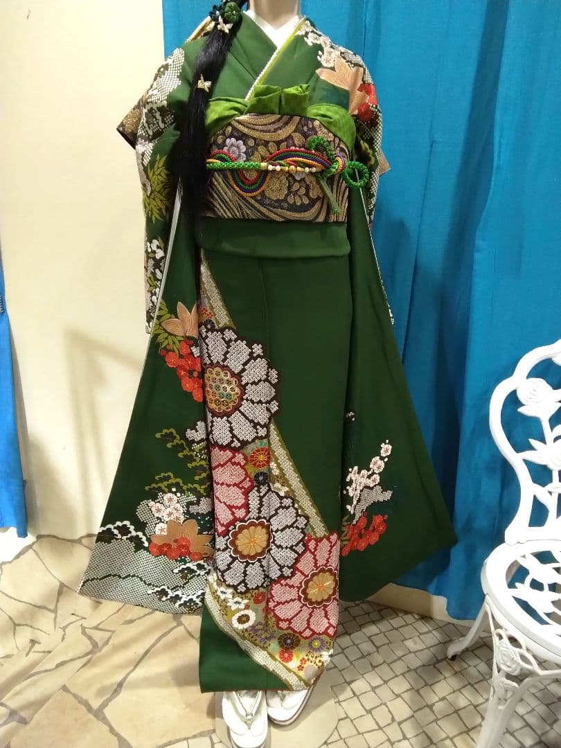 お値下】振袖フルセット、正絹成人式、重ね衿、帯揚げ帯締め、西陣袋帯