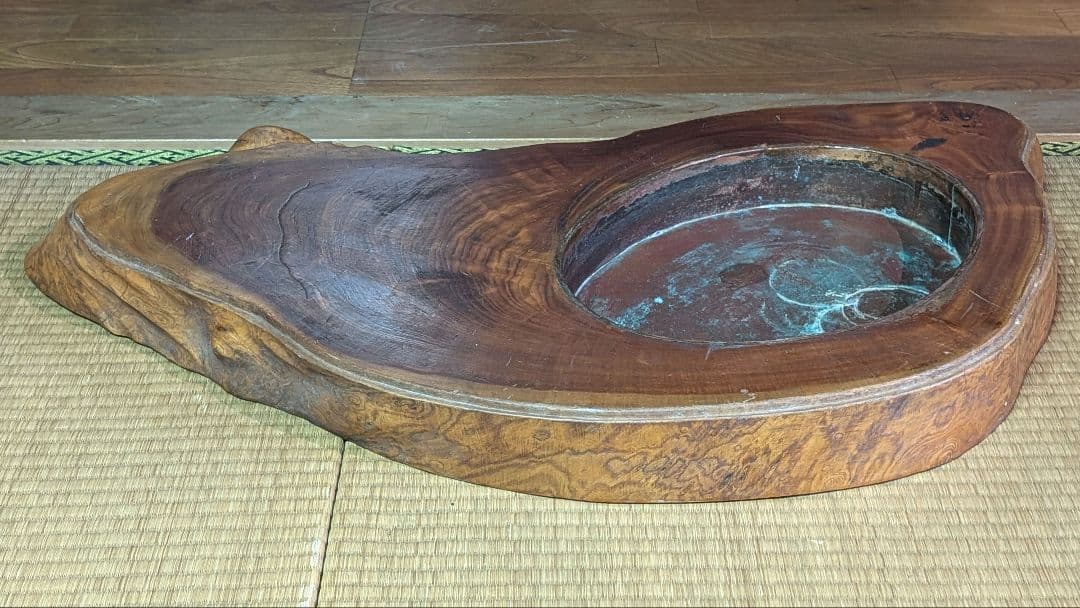 手火鉢1枚板くり抜き古道具 骨董品アンティークレトロ