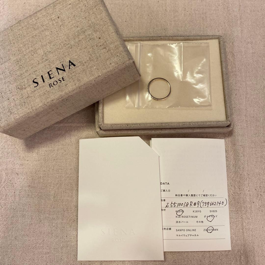 【極美品】SIENA ROSE 19粒ダイヤラインのリング 9号　K10 YG