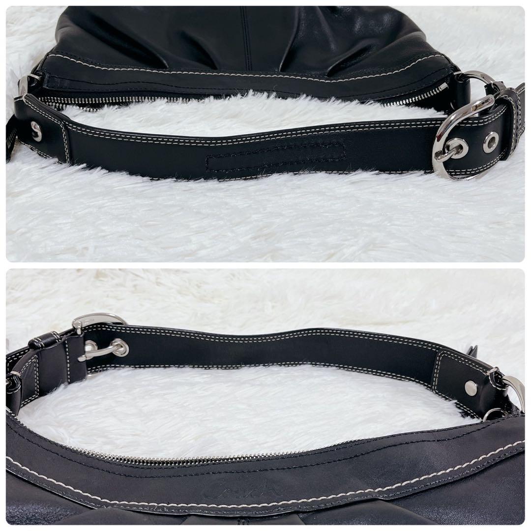 【人気型・美品】コーチ ワンショルダーバッグ ハーフムーン レザー ホーボー 黒