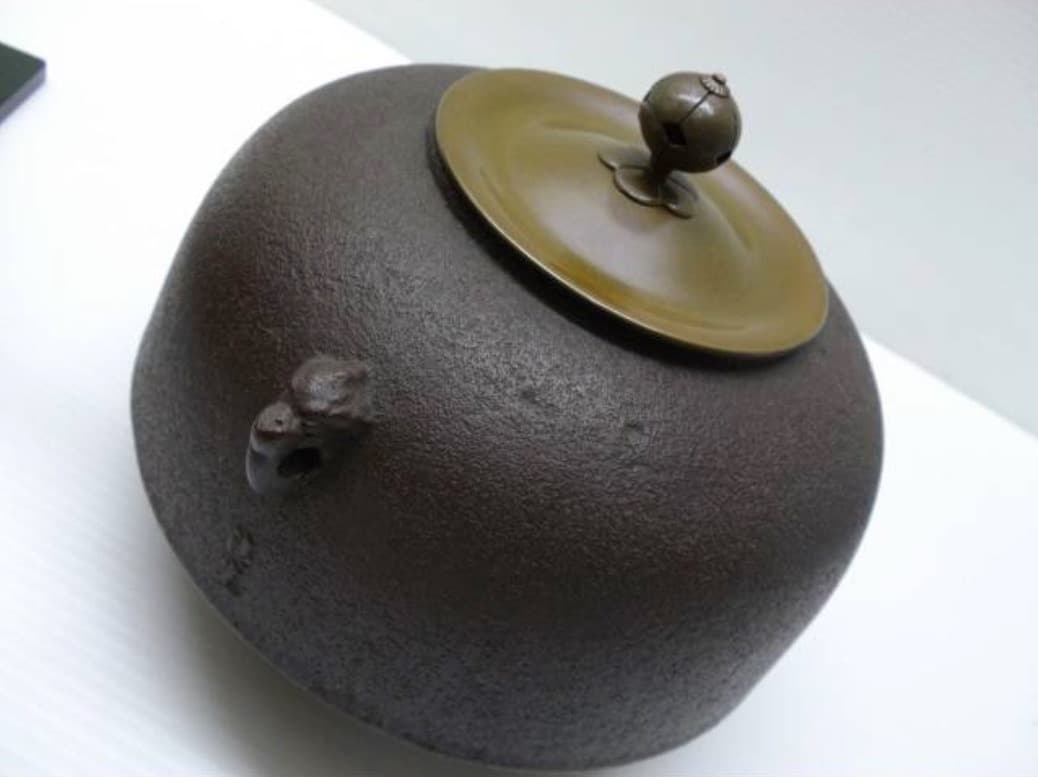 唐銅 鬼面風炉 釡師 佐藤清光 風炉師 釡谷寛斎 共箱 電熱