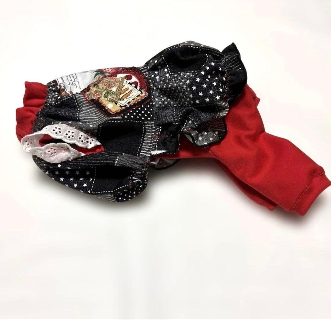 犬服ハンドメイド ワンピース バルーンスカート付き ロンパース3点セット