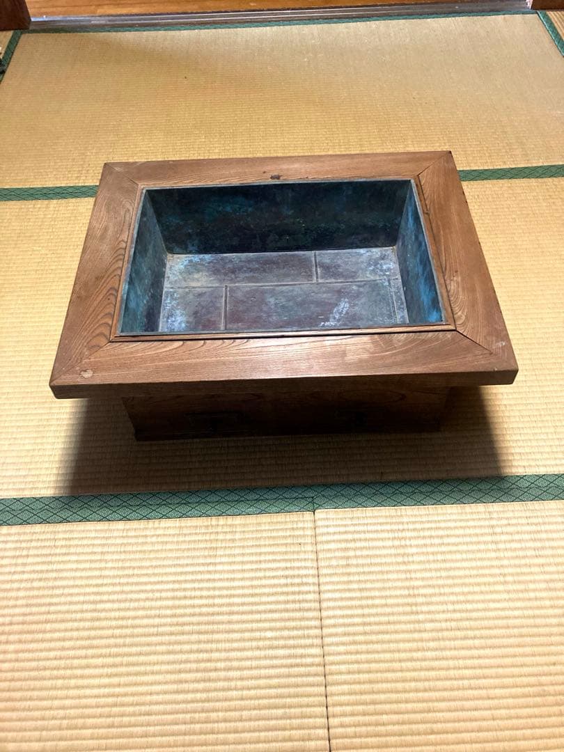 アンティーク 長火鉢 木製 銅火鉢 欅（ケヤキ） 時代家具古民具大型74