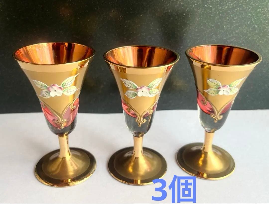 イタリア ベネチアングラス ヴィンテージ シャンパングラス （3個）