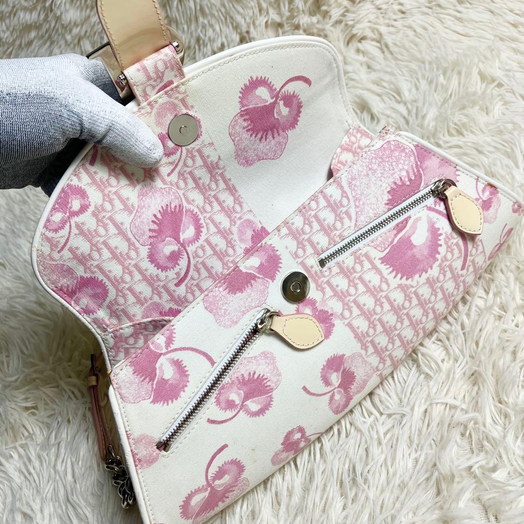 【美品・希少】 クリスチャンディオール チェーンポーチ トロッター フラワー