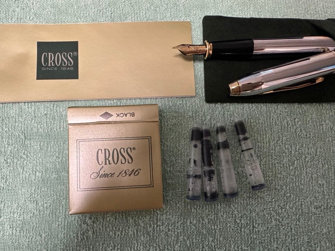 CROSS ヴィンテージ 万年筆 シルバー ゴールド 専用ケース付き