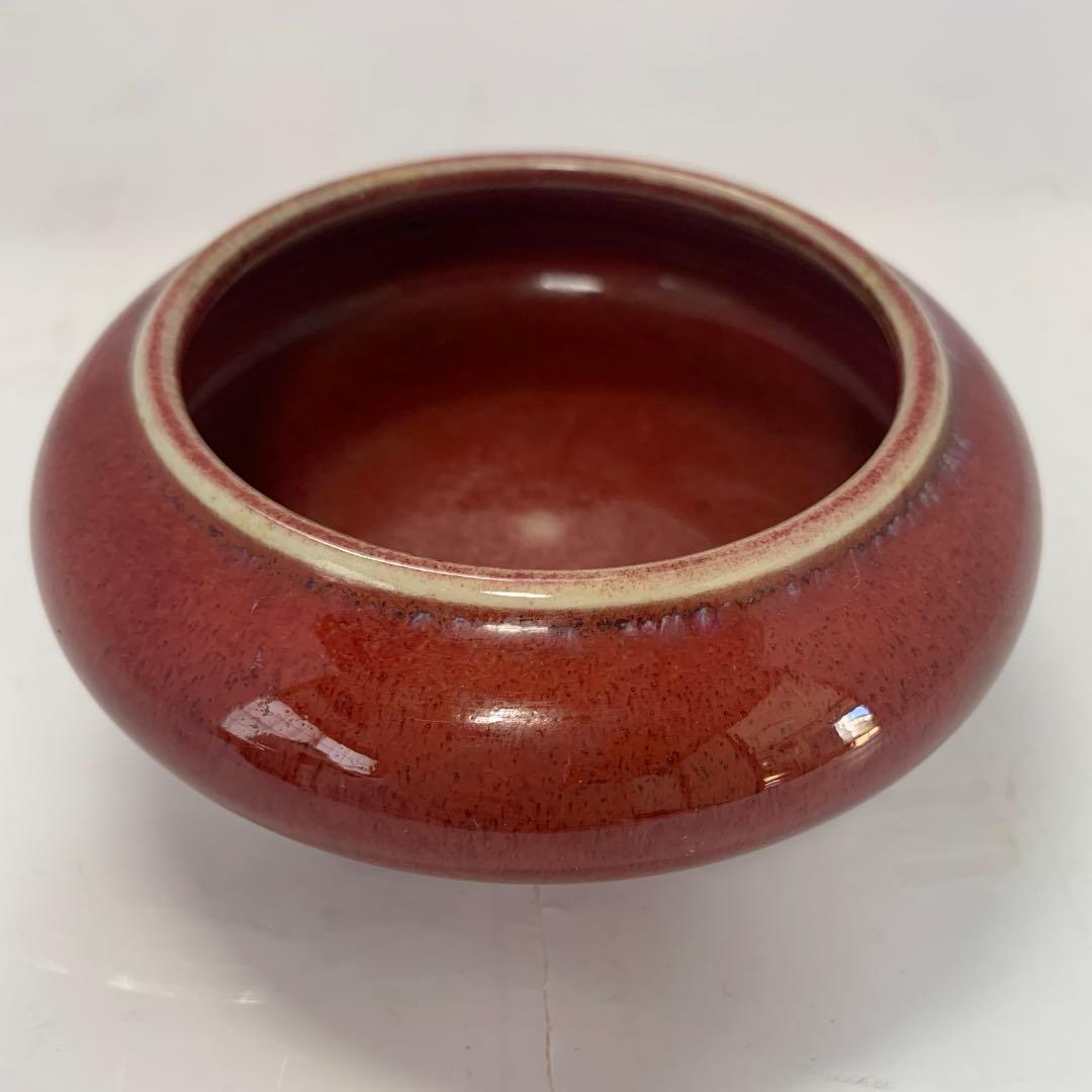 中国美術　紅釉　水盂　送料込み