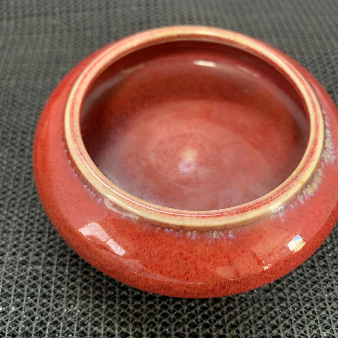中国美術　紅釉　水盂　送料込み