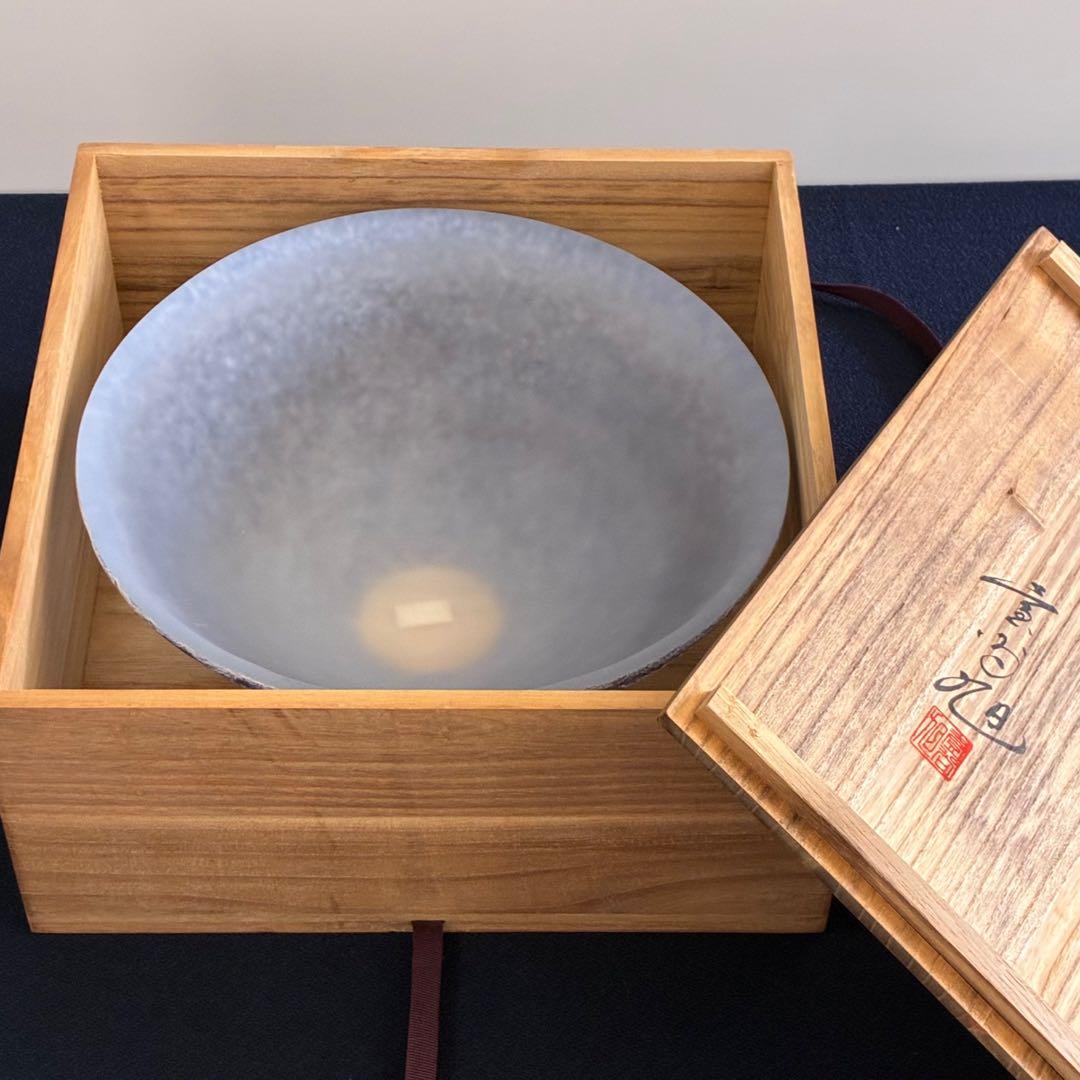 宙吹きガラス/壱谷 旭・作】コバルト変 大鉢 共箱付き