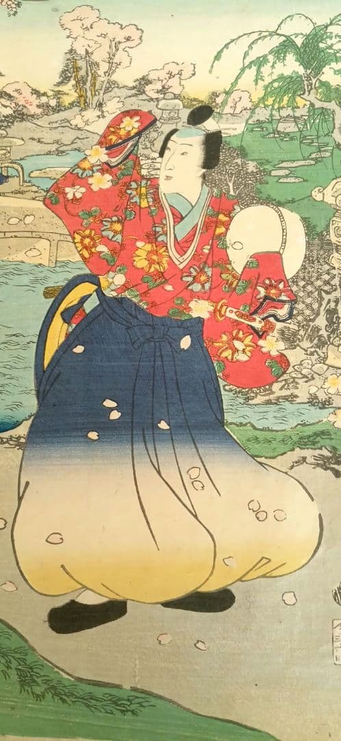 浮世絵、偐紫源氏姿美多て八景の内春嵐、二代国貞