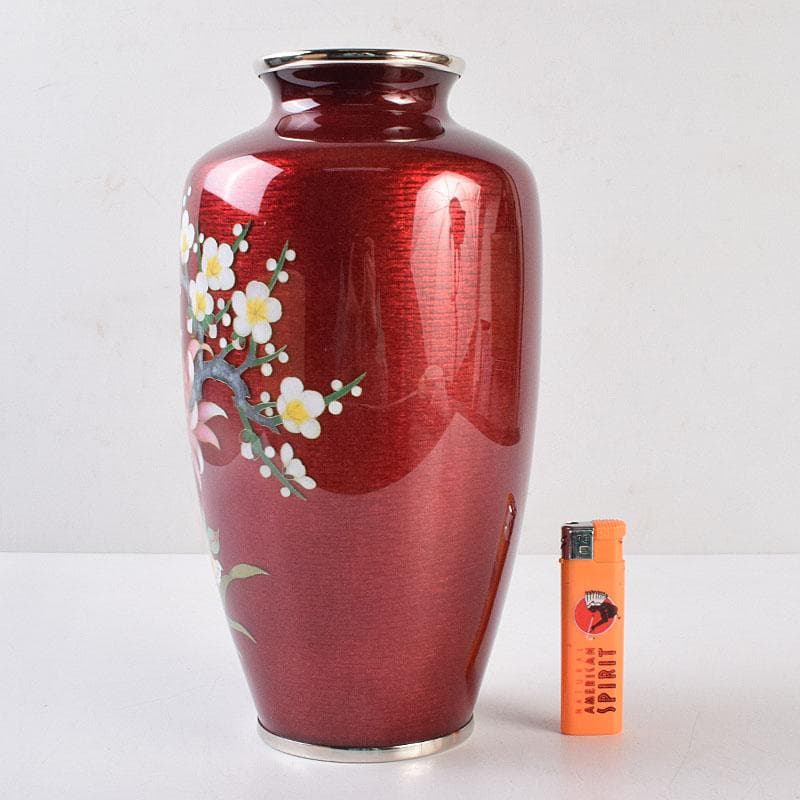 七宝焼　相互七宝謹製　透釉　菊文　花瓶　共箱　M　R9087