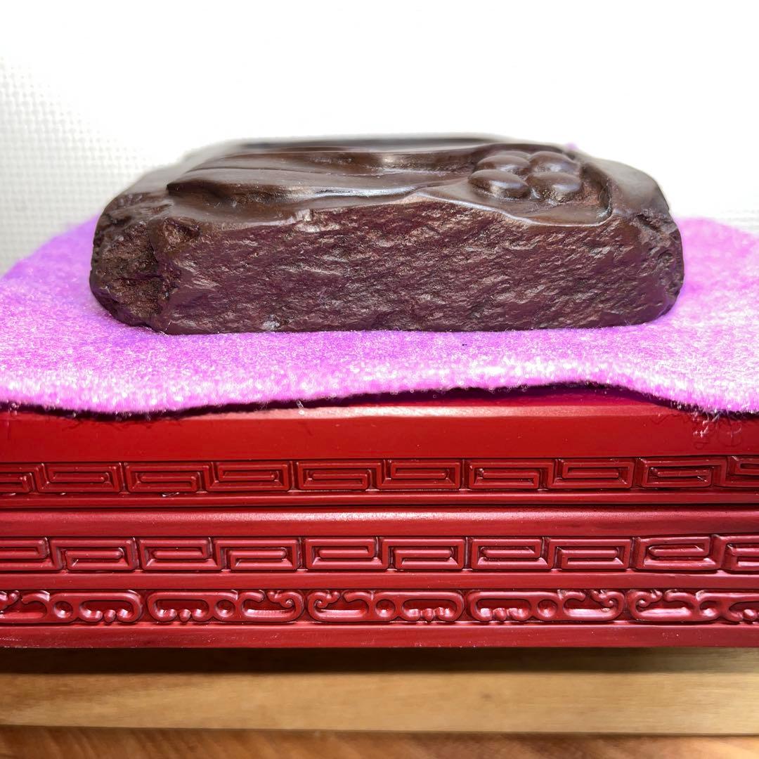 ⭕️赤間硯 実葉彫刻入り 玉池堂 華泉 木村保一 彫刻美しい