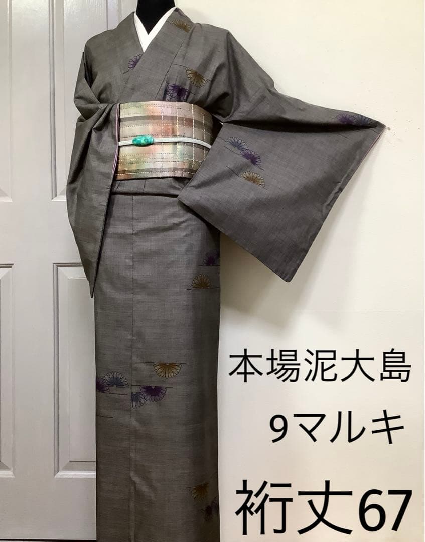 正絹訪問着泥大島紬9マルキ( 訪問着、留袖、袋帯なども出品)⑦