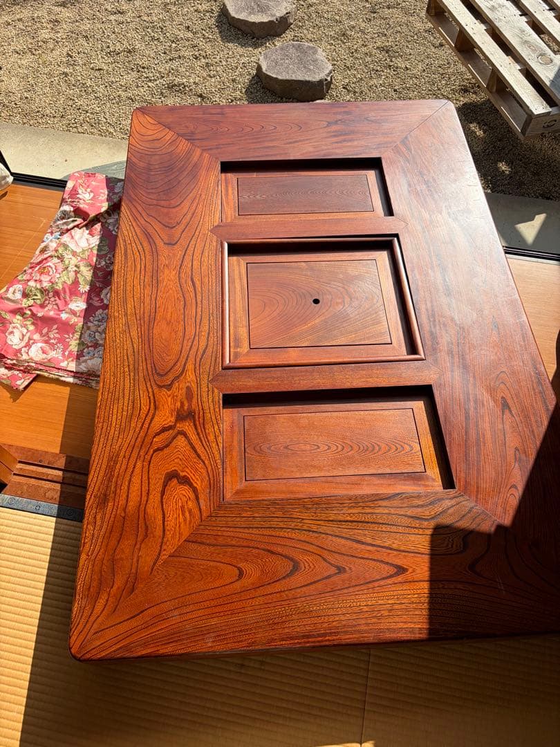 木製四角形囲炉裏座卓 テーブル 引き出し付き - メルカリ