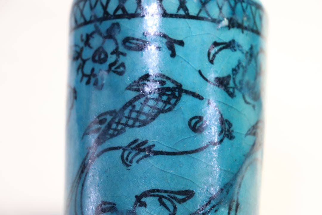 時代　孔雀釉小瓶　魚紋　送料込み0830