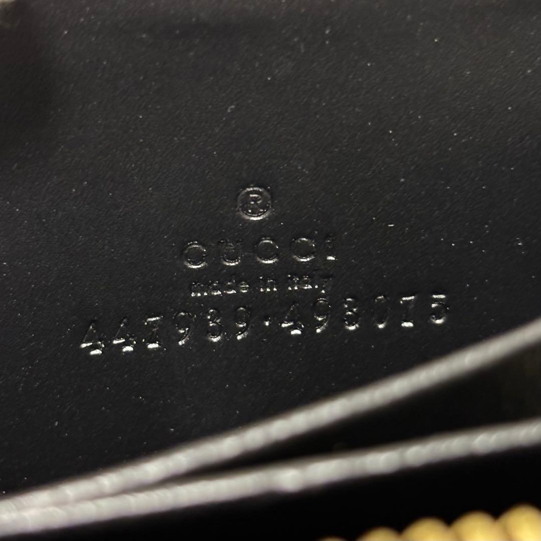 472✨未使用級✨グッチ ケース シマ レザー GG柄 ラウンドファスナー