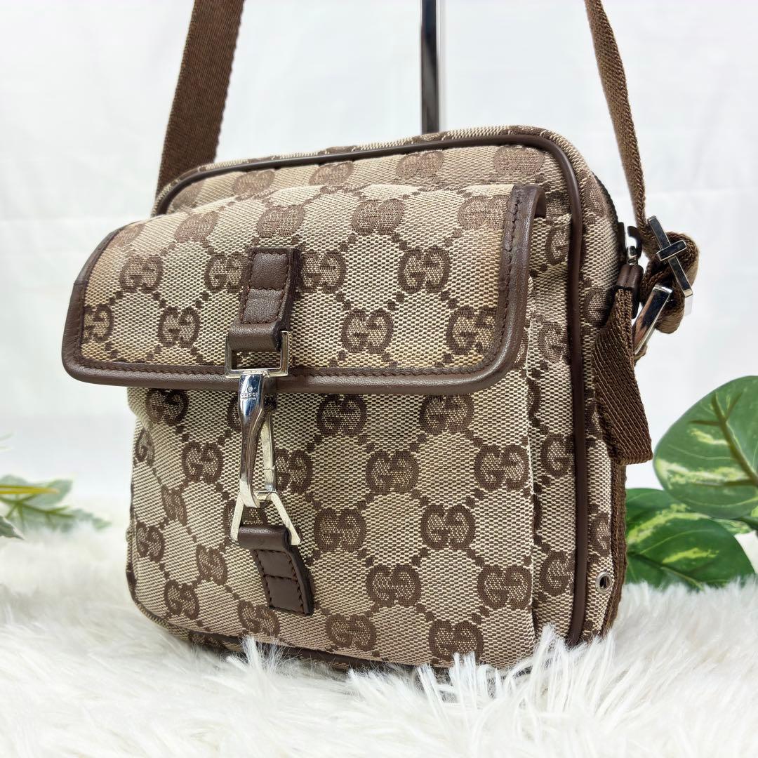 グッチジャッキーGGキャンバスショルダーバッグサコッシュブラウン