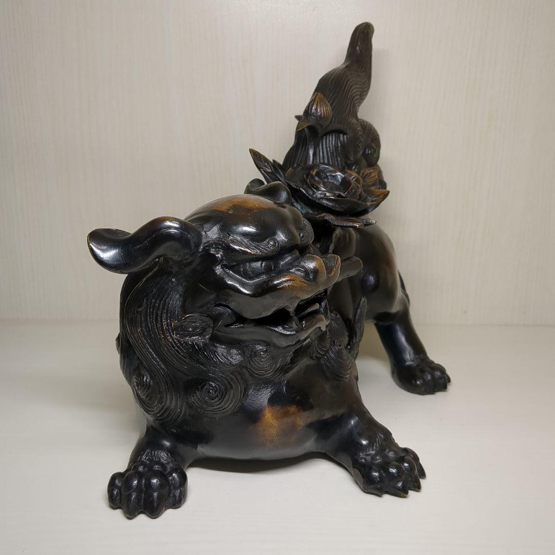 照雲 唐獅子牡丹 銅製 置物 縁起物 - メルカリ